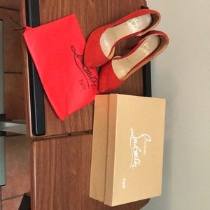 Christian Louboutin red suede heels new. Size 39